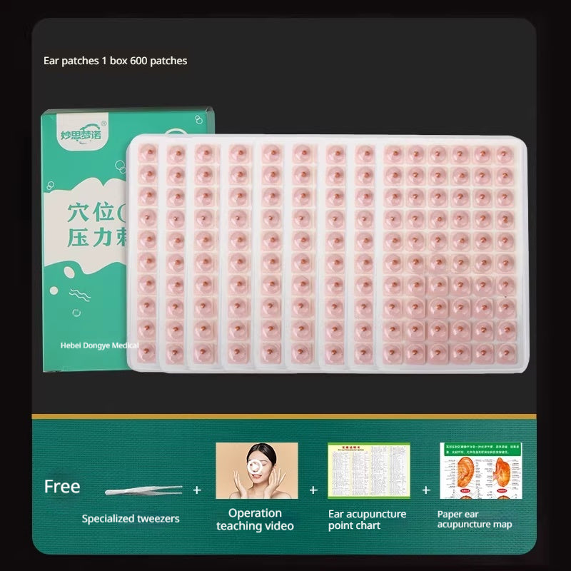 Hypoallergenic Ear Acupoint Patches with Steel Beads & Bian Stone - Pressure Needle Therapy