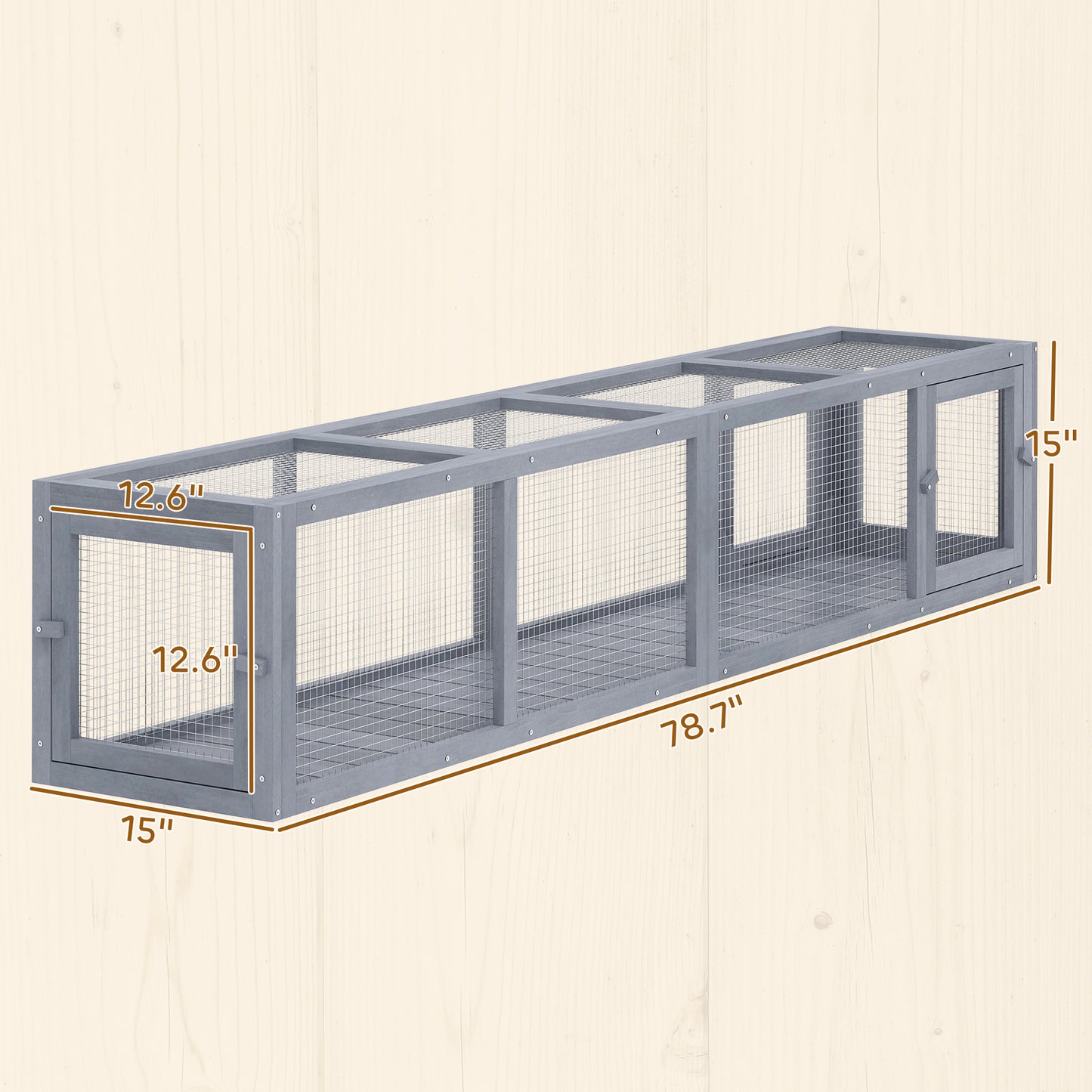 Wooden Cat Run with Weather Protection - Extendable Outdoor Cat Shelter, 79 Inch