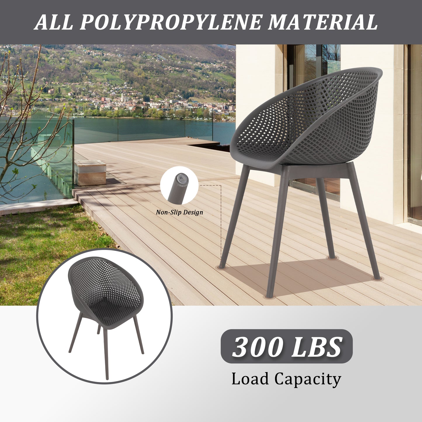 Modern Lounge Chairs with Round Table - Warm Grey & White