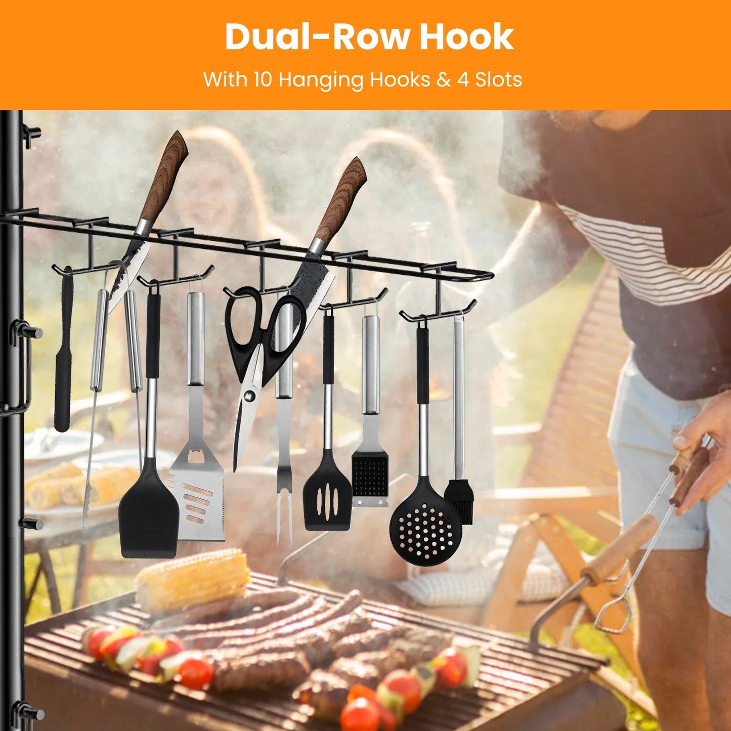 Vertical BBQ Utensil Caddy with Paper Towel Holder - Black