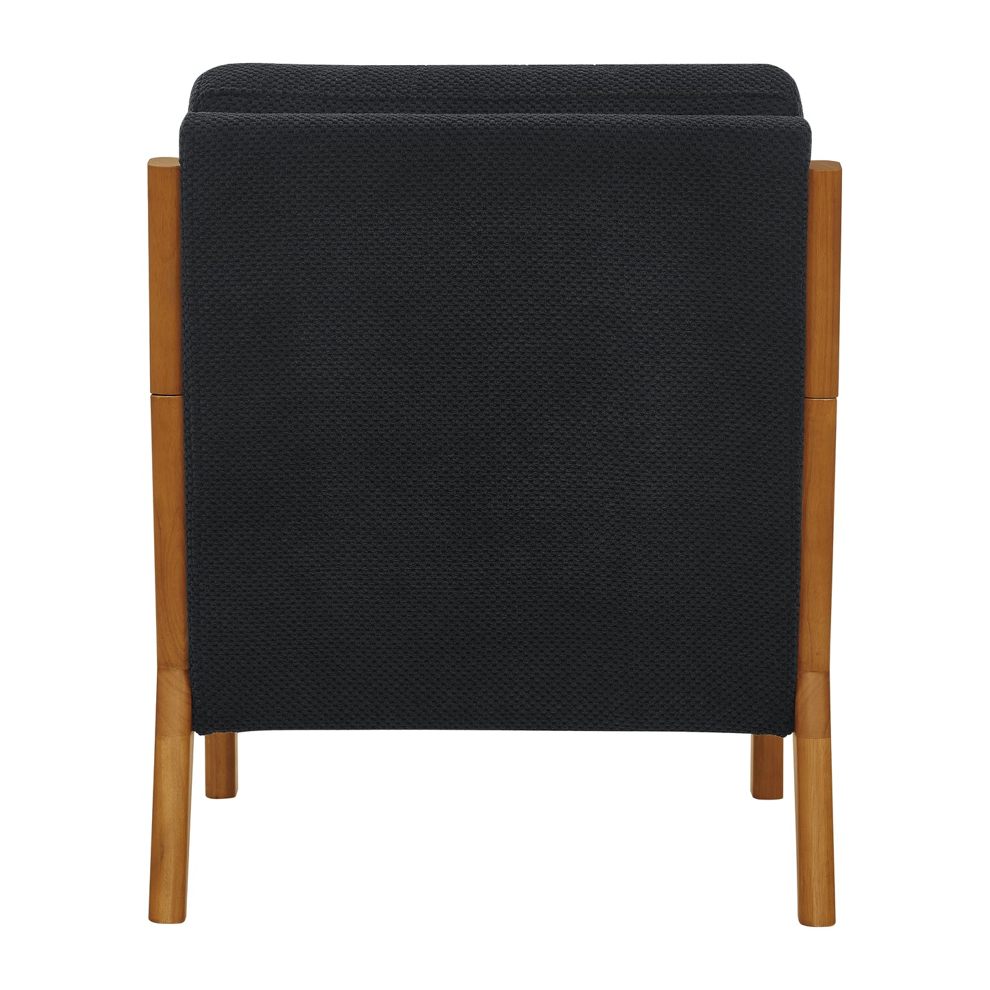 Mid-Century Modern Wooden Lounge Chair - Black Fabric