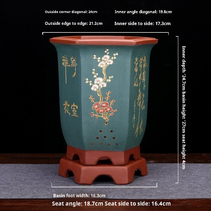 Hexagonal Large Ceramic Flowerpot for Home Garden Indoor Outdoor