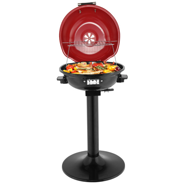 Electric Portable BBQ Grill with Stand, 1600W Indoor Outdoor Cooking, Red