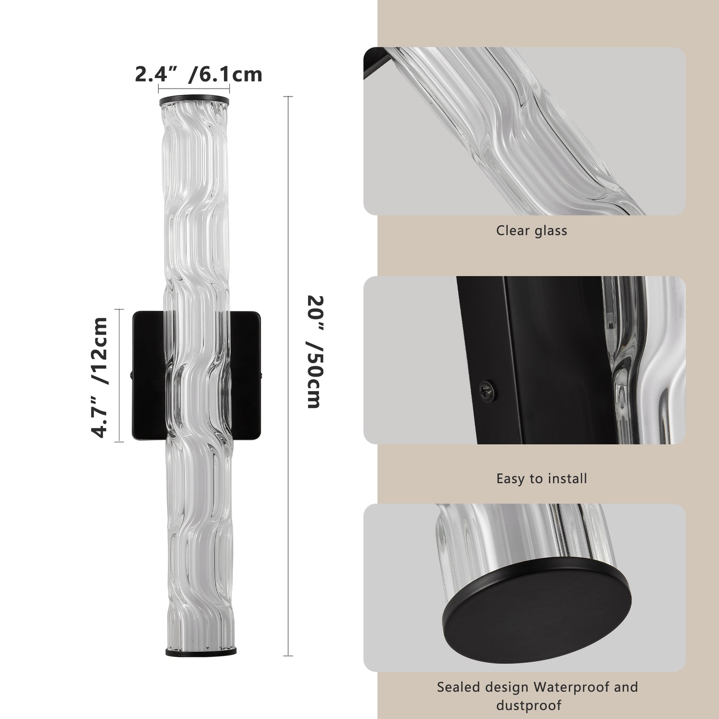 Modern K9 Crystal Wall Sconce Set of 2 - Black and Bronze