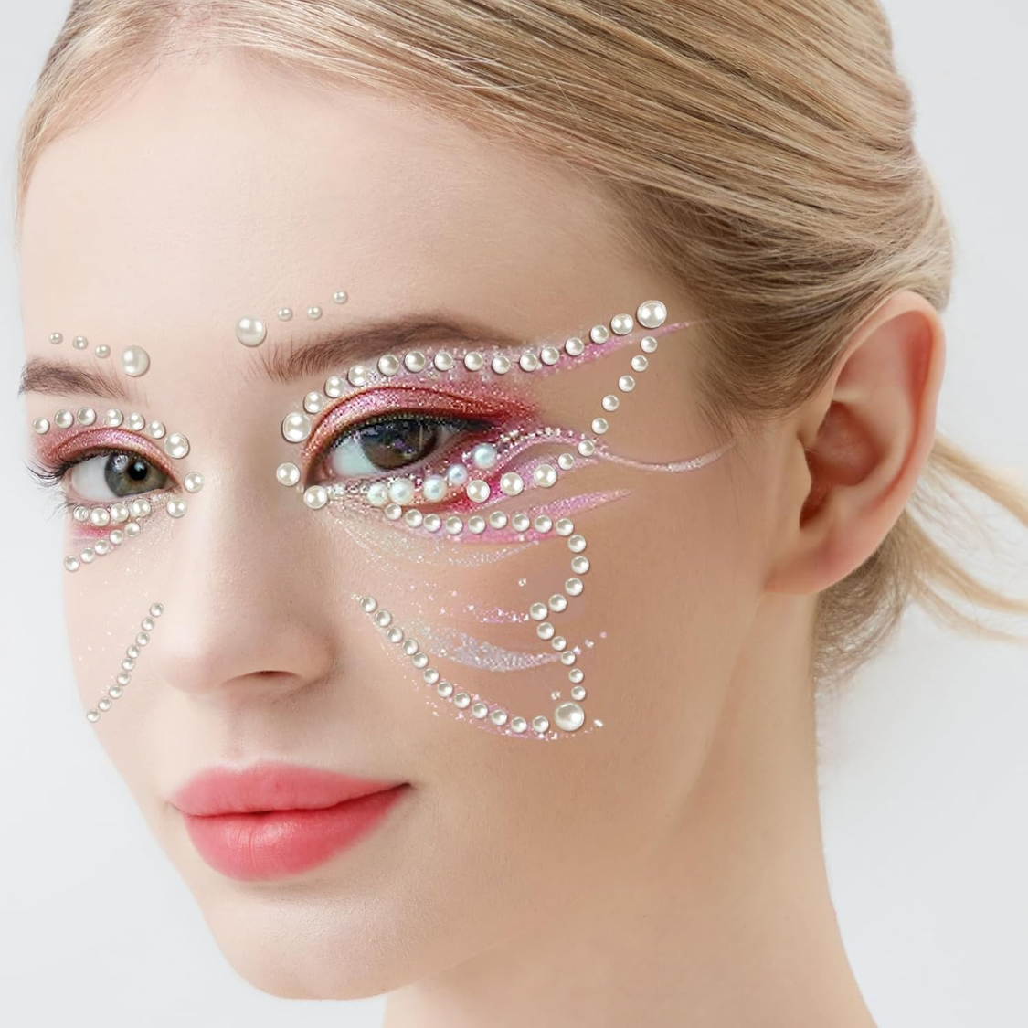 Self-Adhesive Face Gems and Hair Pearls - 4 Sheet Festival Makeup Set