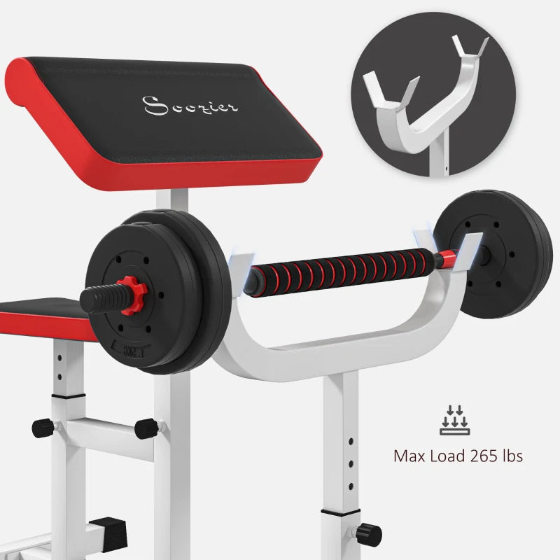Adjustable Preacher Curl Bench for Bicep Training - White