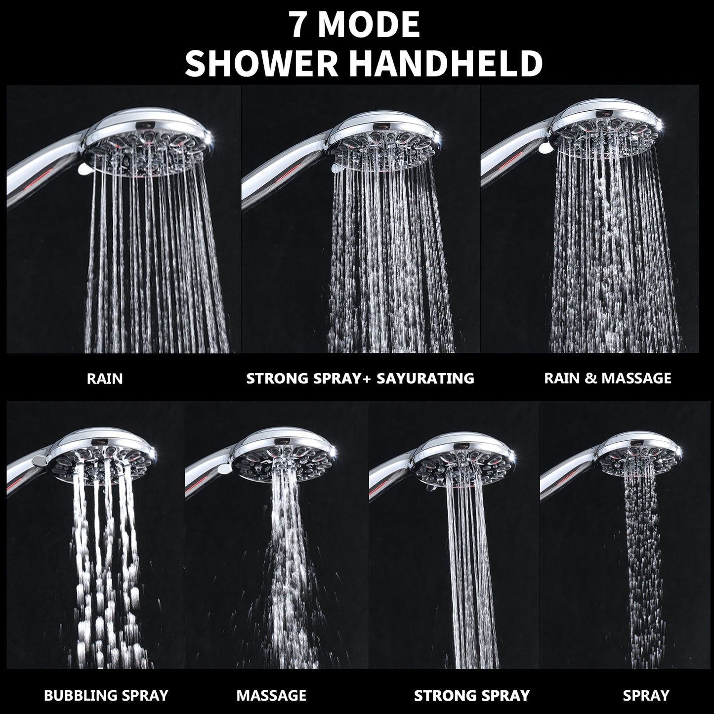 Tool-Free Shower Combo with 7 Spray Settings - Chrome