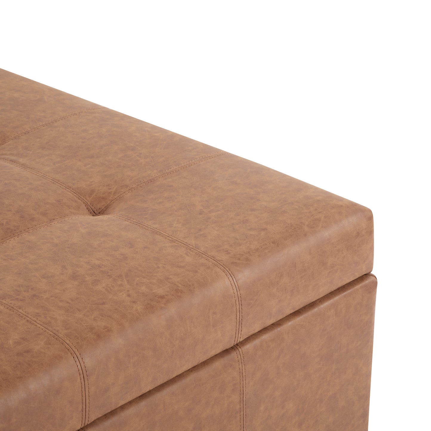 35" Brown Faux Leather Storage Ottoman with Lift-Top
