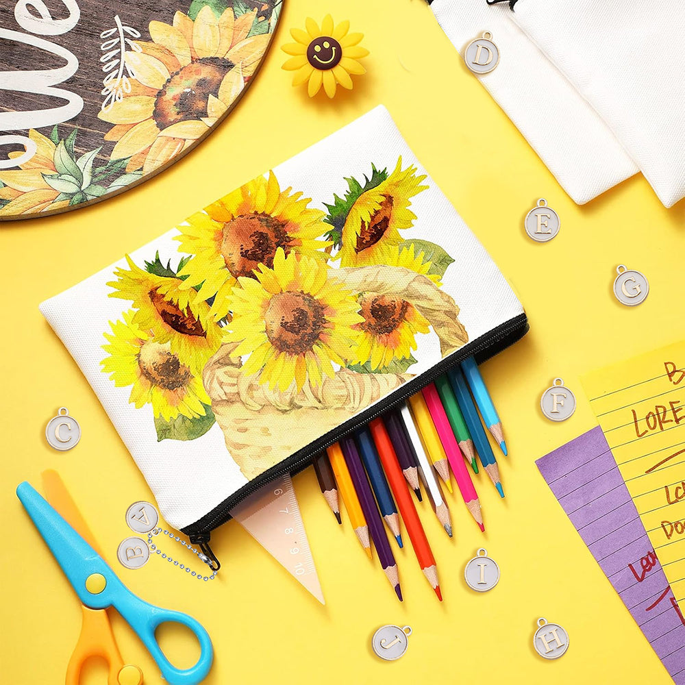12 Pcs DIY Paintable Canvas Pouch Set with Charms and Chains