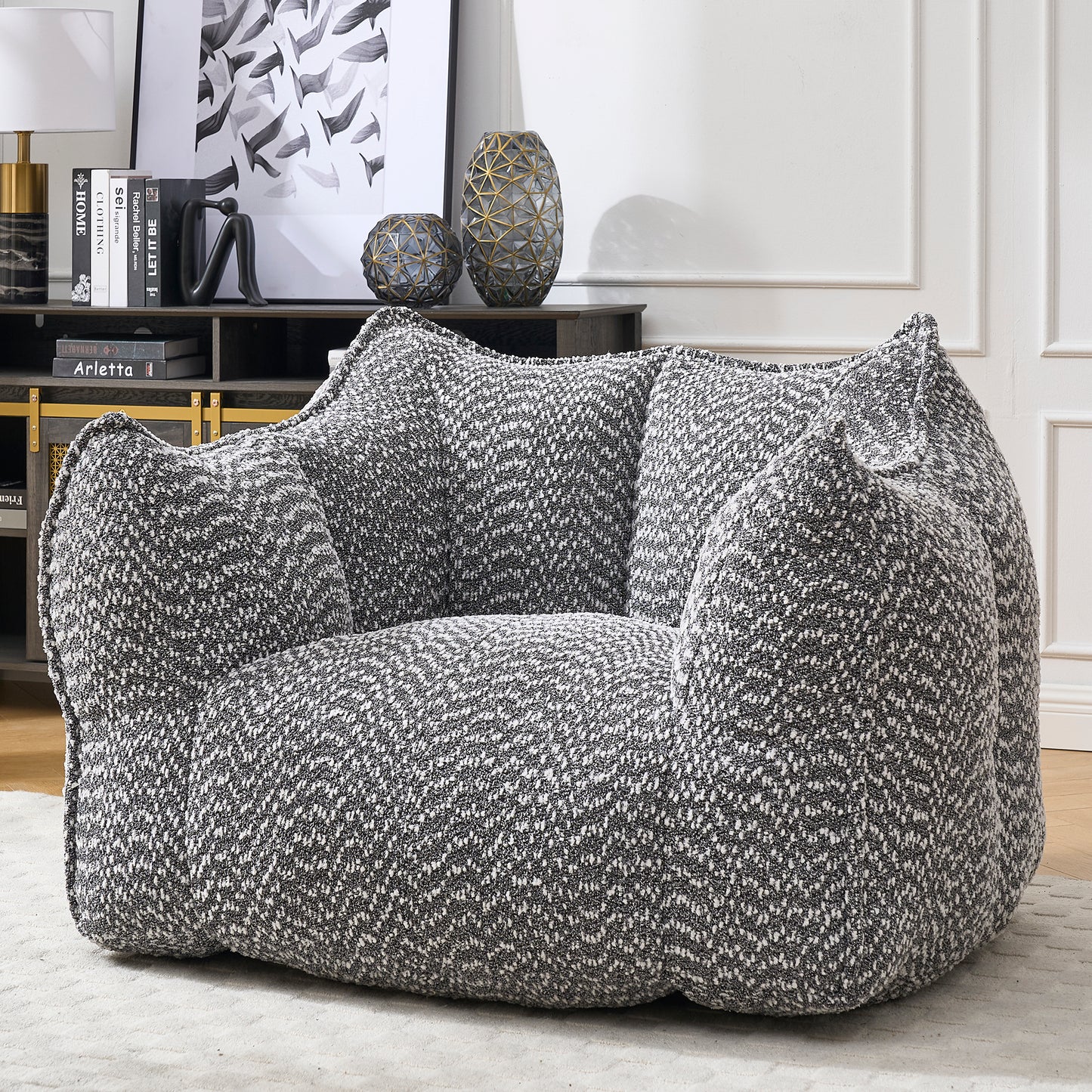 Comfortable Grey Bean Bag Sofa Chair for Living Rooms
