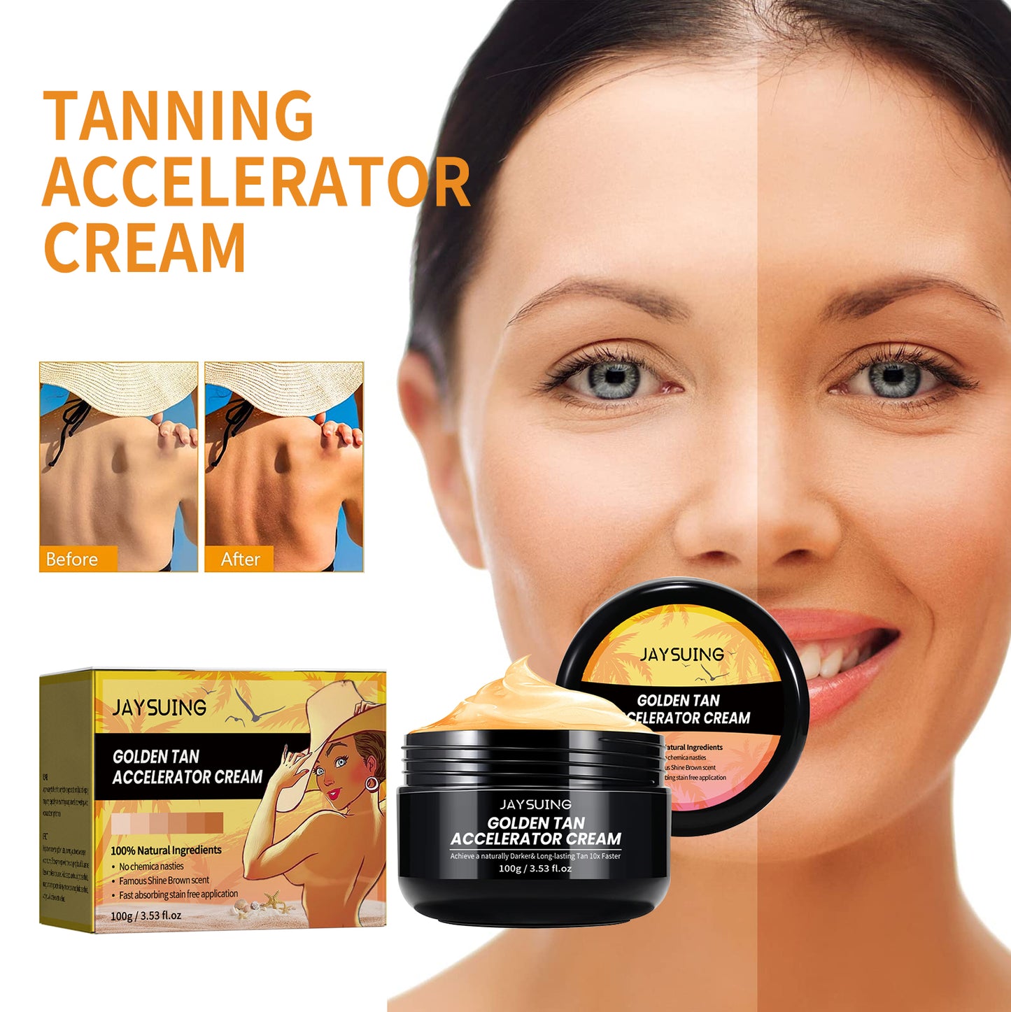 Natural Sun Tanning Bronzer Lotion - Moisturizing Body Tan Enhancer