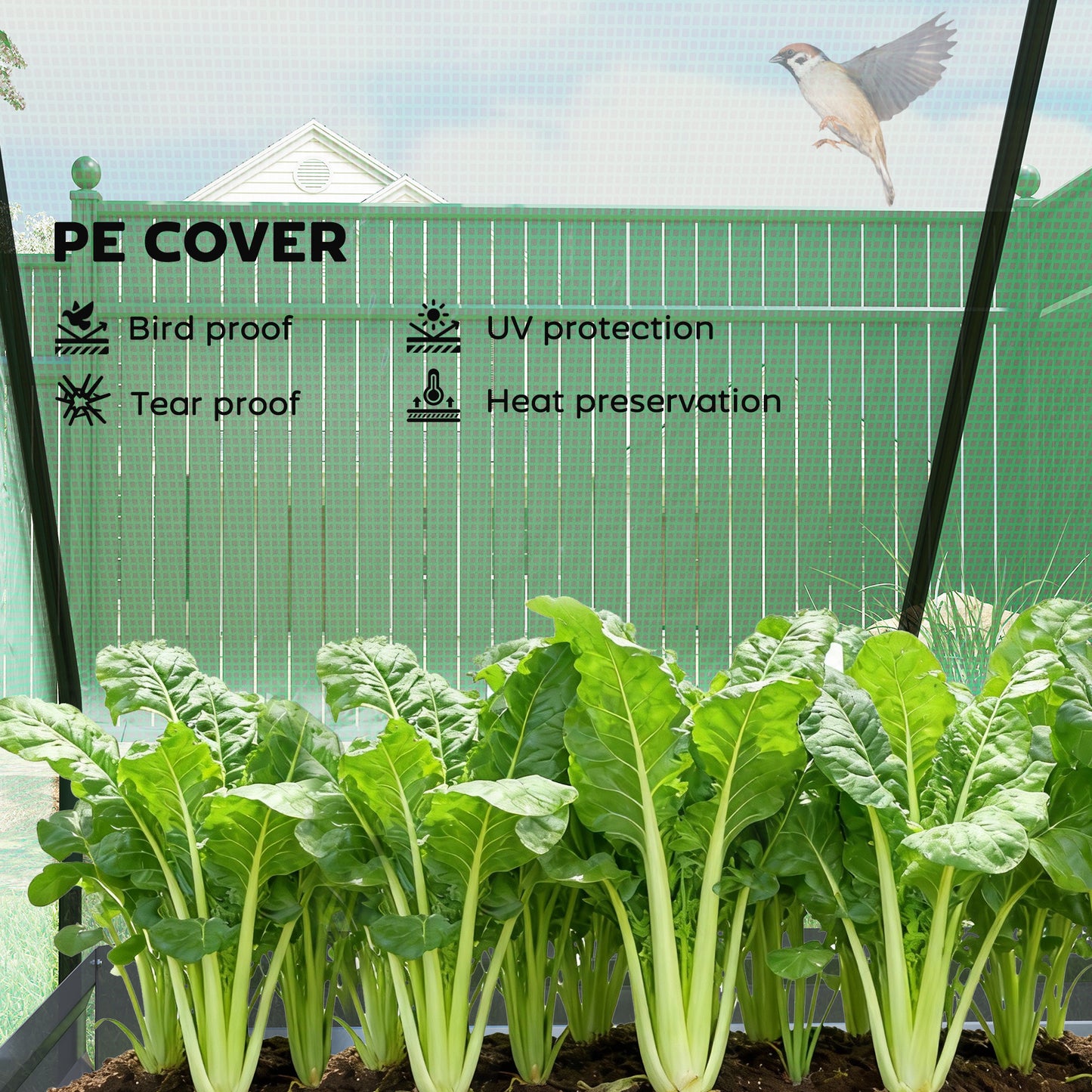 Raised Garden Bed with Mini Greenhouse - Galvanized Steel, Green & Dark Gray, 3ft