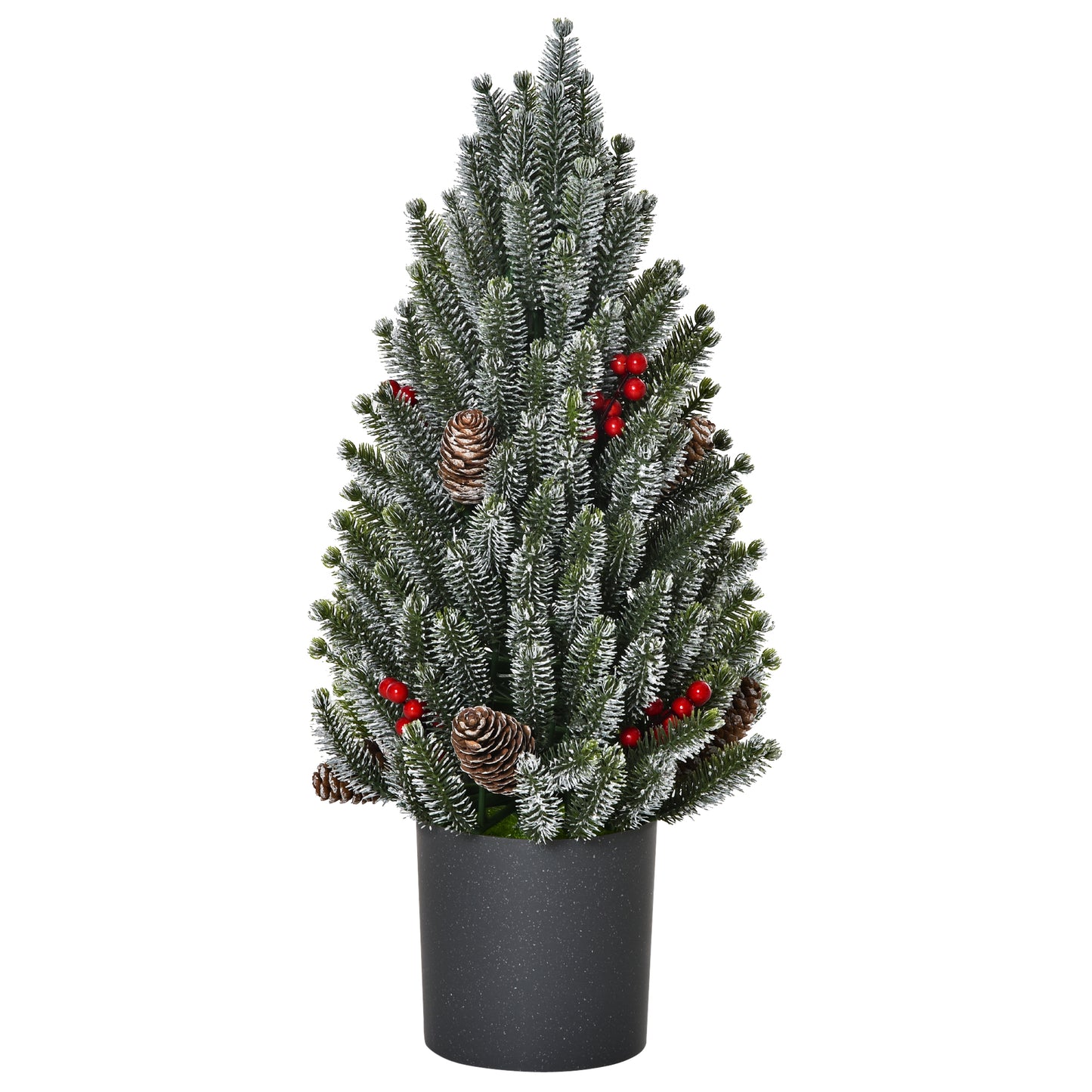 18" Tall Unlit Miniature Snow-Flocked Tabletop Christmas Tree with Pine Cones and Berries