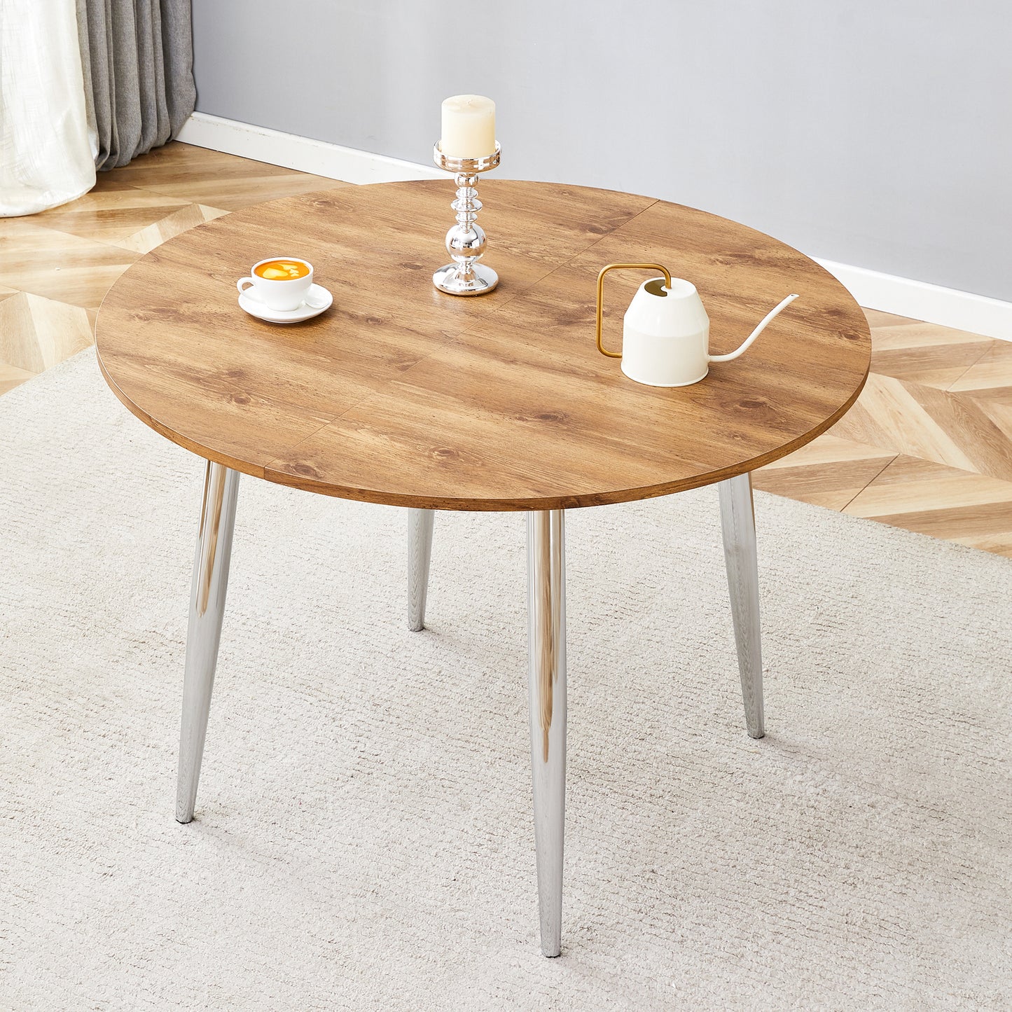 With A Clever Retractable Mechanism, The Wood Grain MDF Table Top And