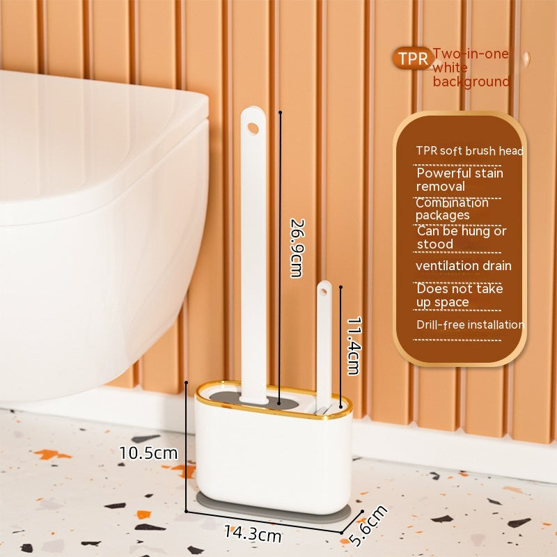 Silicone Toilet Brush Set with Long Handle and No Dead Angle Cleaning