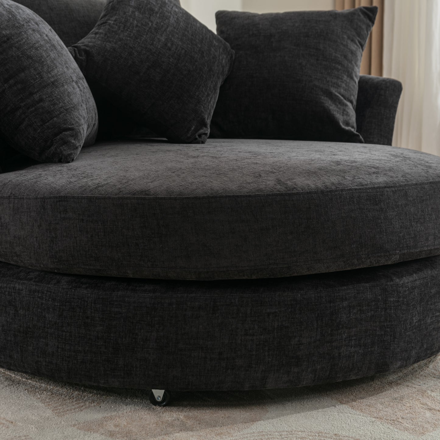 360° Swivel Accent Barrel Chair with Storage Ottoman & 4 Pillows - Gray