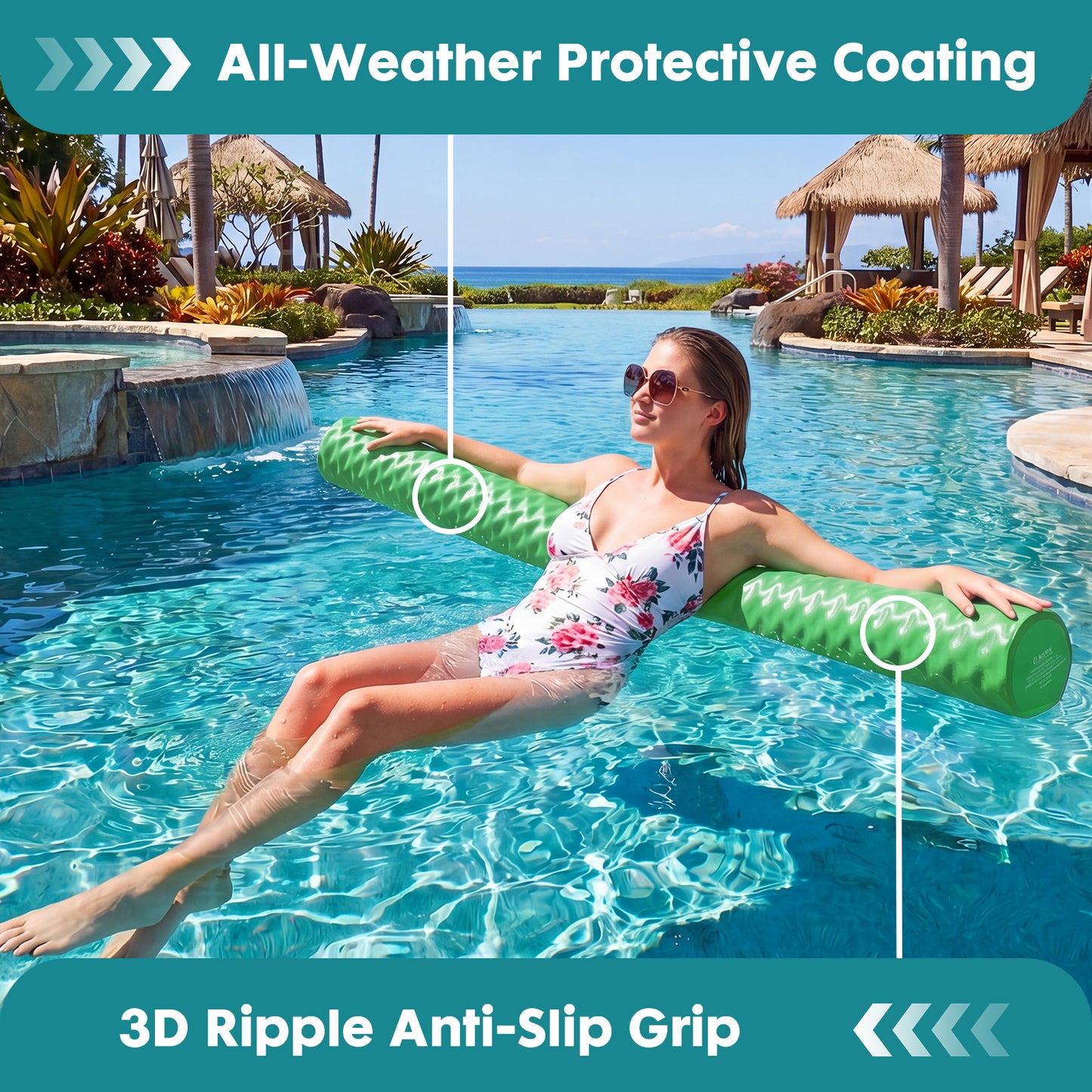 Noodle-Shaped Swimming Pool Float - High-Density Foam, Multiple Colors