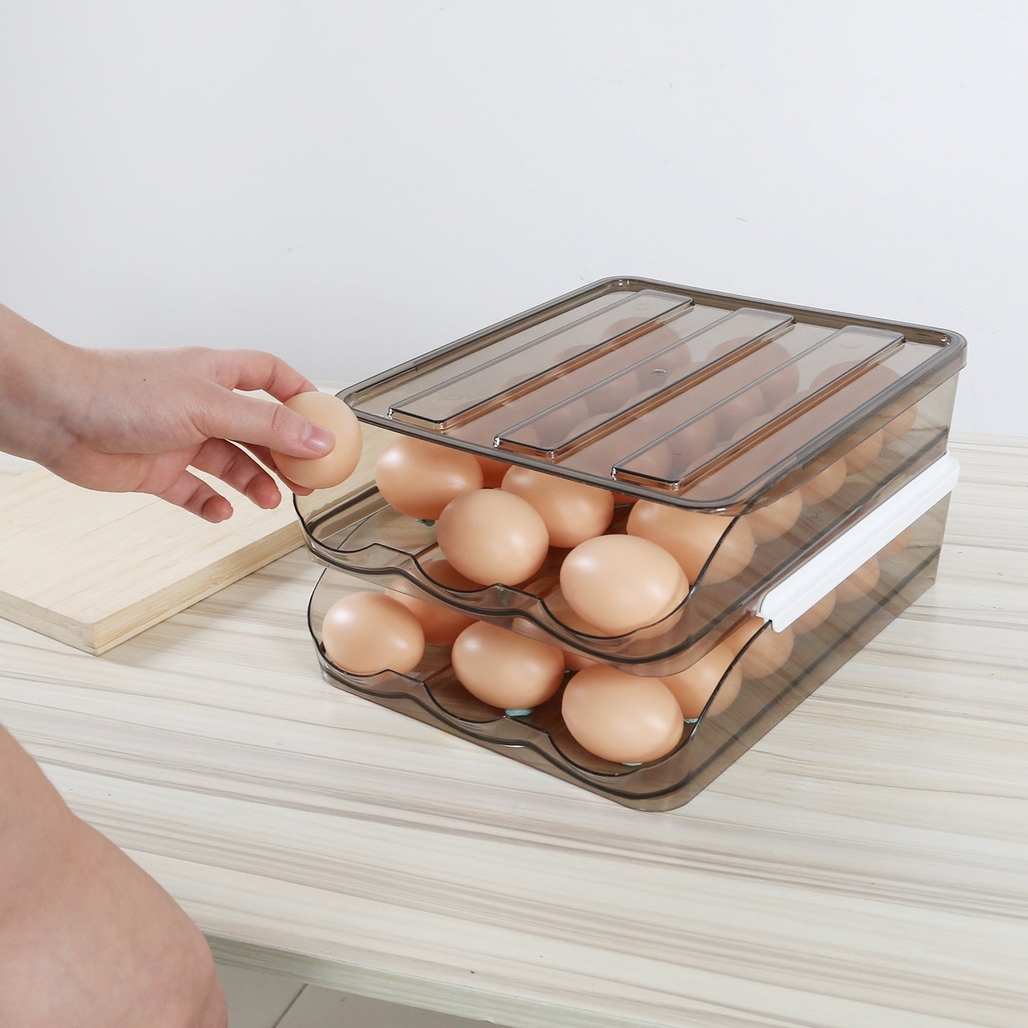 Egg Container Holder For Refrigerator Double Layer Storage Box With