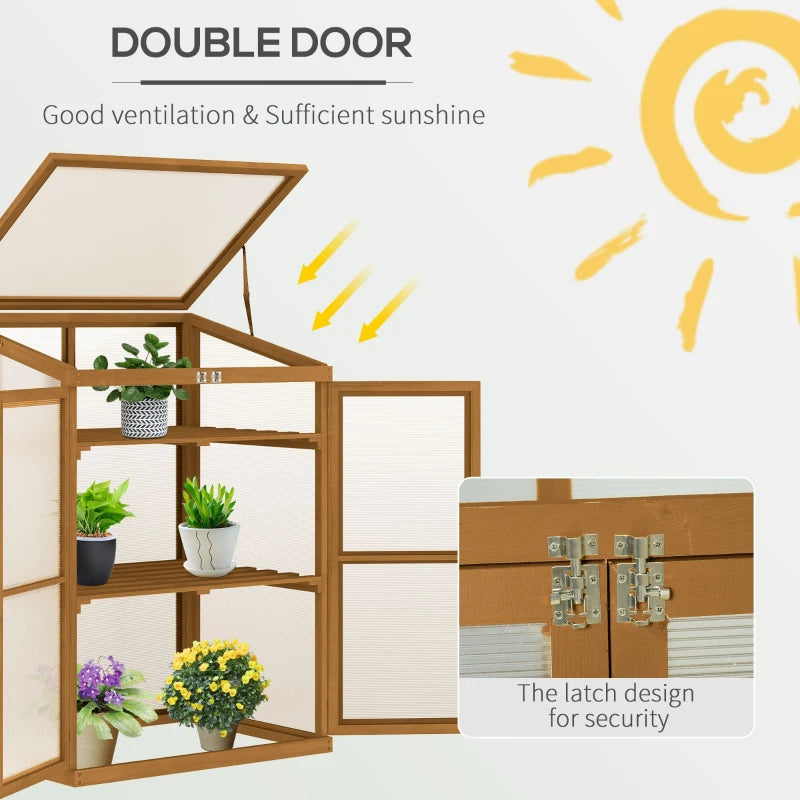 Wooden Cold Frame Greenhouse for Gardening – Small Mini Plant Protector