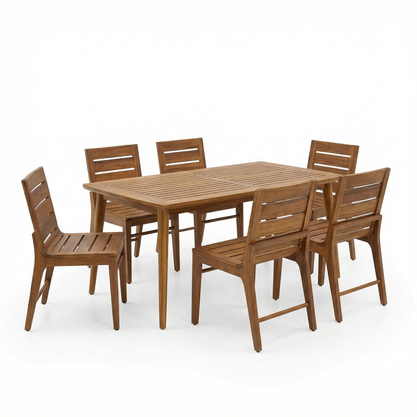 7-Piece Acacia Wood Outdoor Dining Set with Rectangular Table