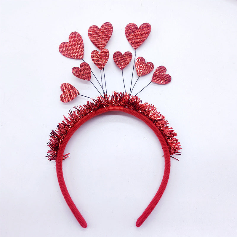 Valentine's Day Red Peach Heart Hair Headband - Handmade, Free Size