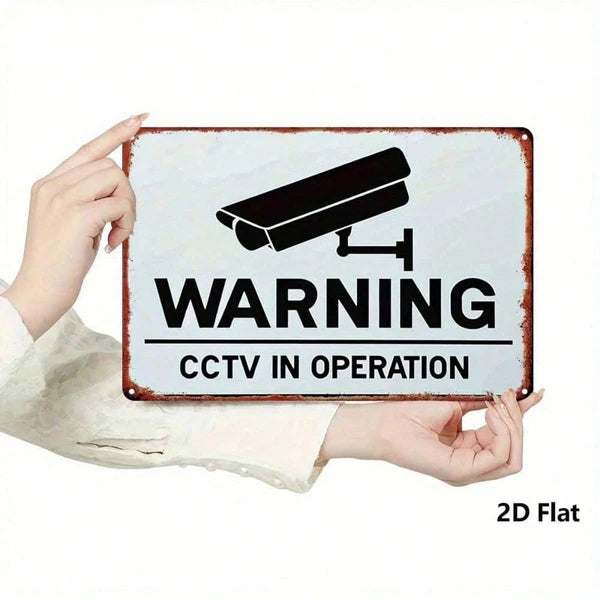 Vintage Surveillance Camera Warning Metal Sign - 8x12 Inch