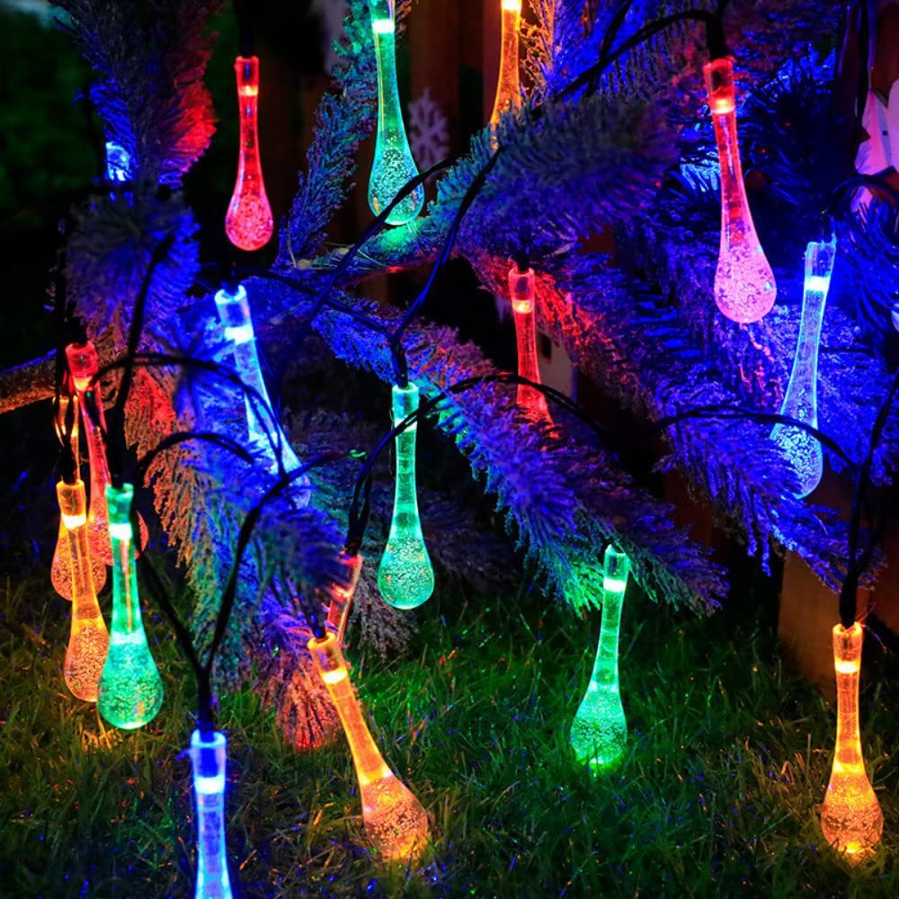 Outdoor Water Drop LED String Lights USB & Battery Powered Decorative Lamp