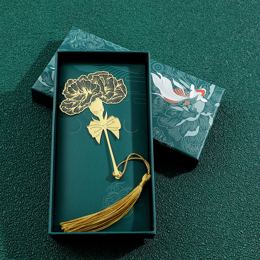 Metal Leaf Vein Bookmark - Classical Art Style, Four Seasons Plant Design