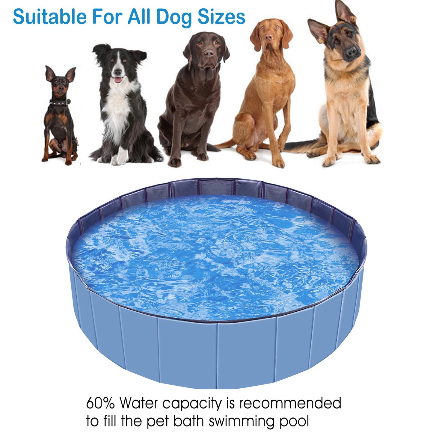 Foldable Pet Swimming Pool for Dogs and Cats - Portable PVC Bathing Tub