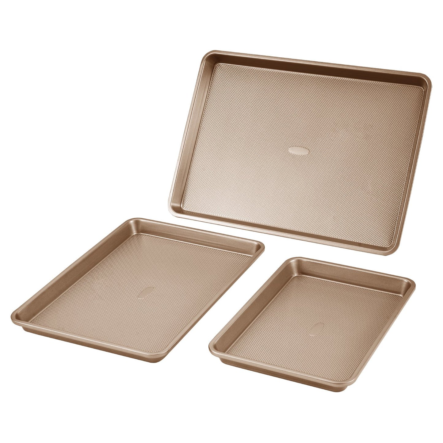 3-Piece Nonstick Carbon Steel Baking Pan Set with Silicone Handles