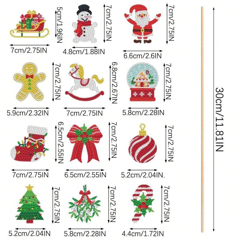Christmas Diamond Art Kits - 12 Sets for Holiday Garden Decor