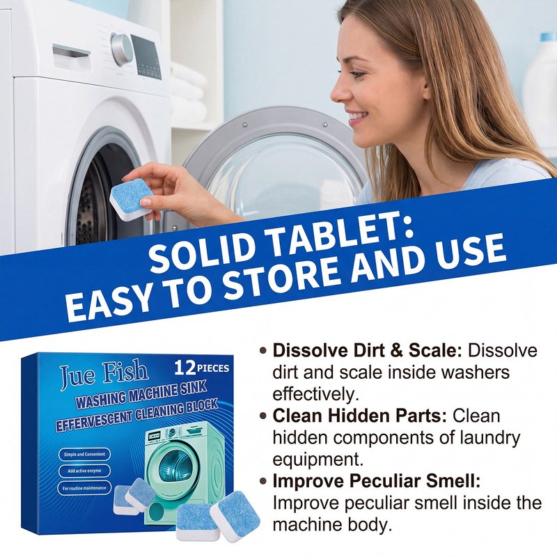 Washing Machine Cleaning Sheets - Gently Remove Stains & Impurities, 12 Pieces