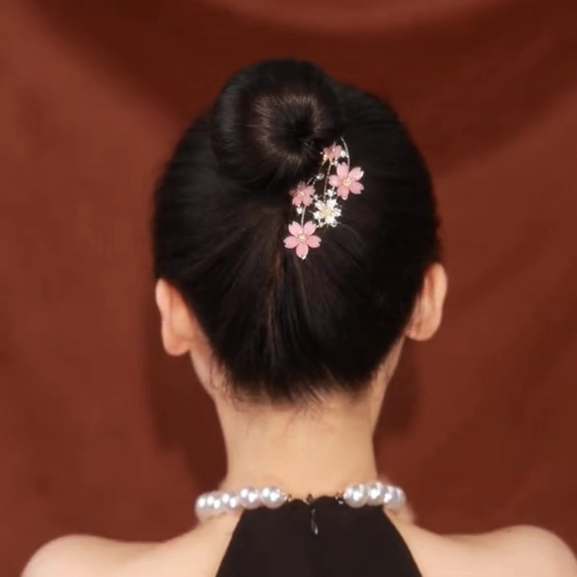 Cherry Blossom Hairpin for Women Side Clip Hair Accessory