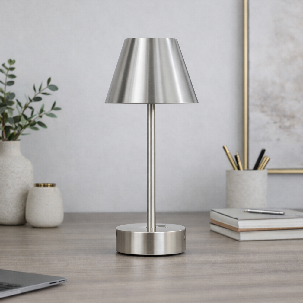 Elegance Rechargeable LED Table Lamp Brushed Nickel Touch Switch