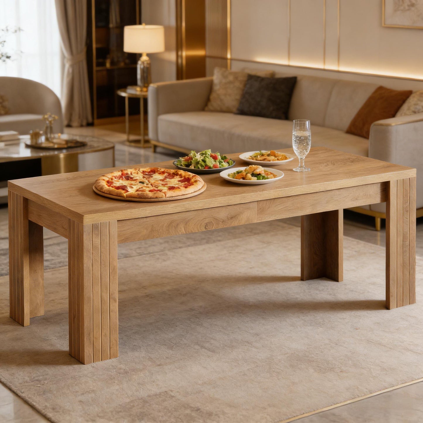 Spacious Farmhouse Dining Table - Vintage Brown Finish