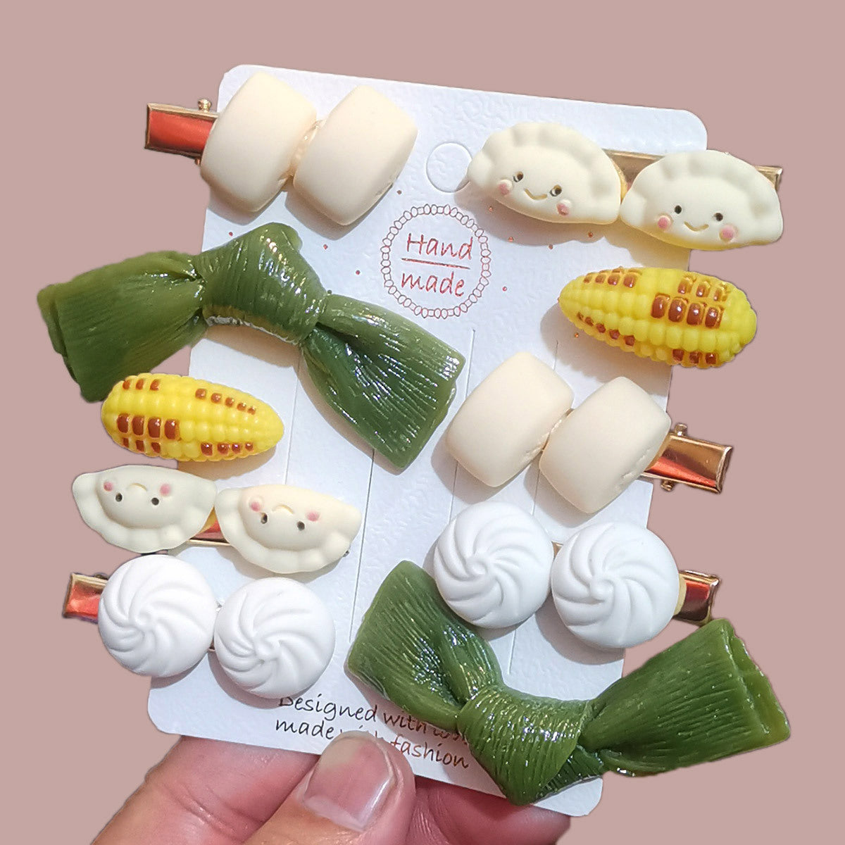 Mini Food Clip Set - Simulation Rice, Eggs, Corn, Melon Seeds, Cute Food Accessories