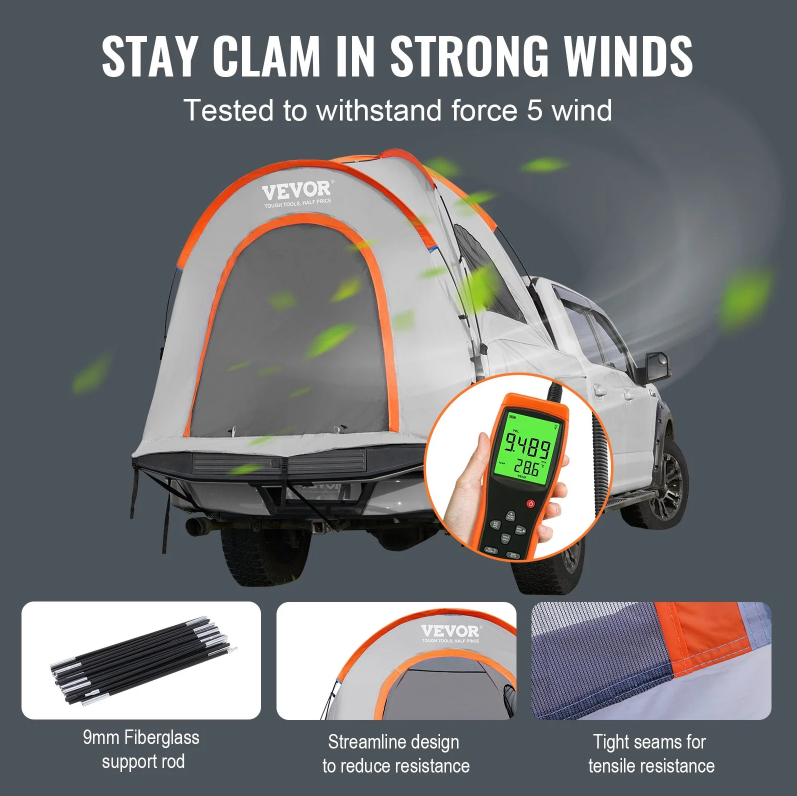Truck Bed Tent for 5.5'-6' Pickup - Waterproof Camping Tent for 2-3