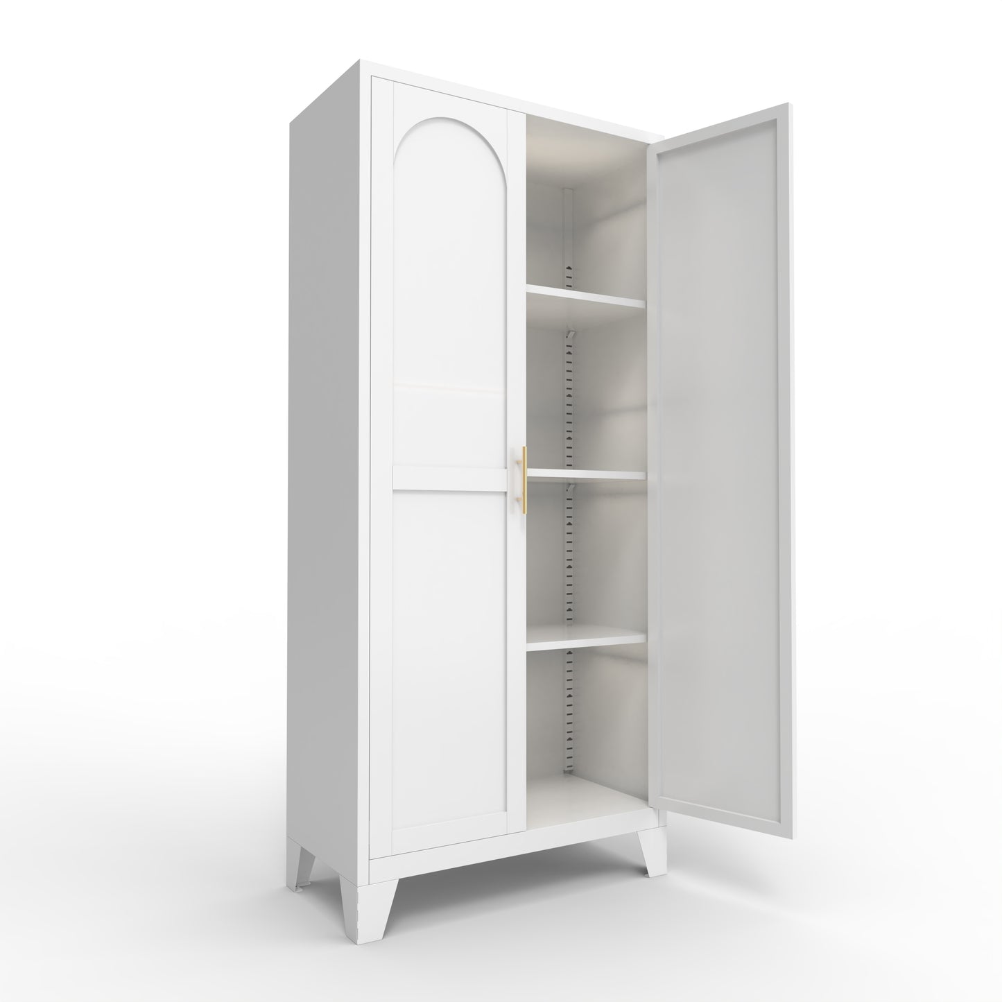 61'' Metal Storage Cabinet with Adjustable Shelves - White