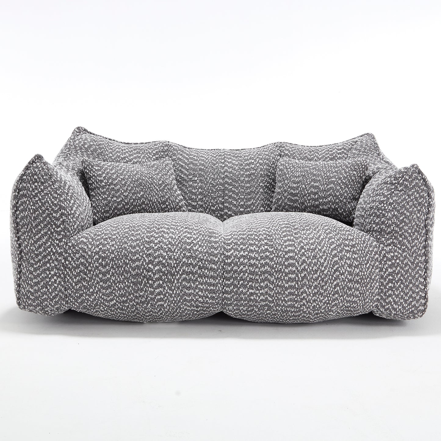 Soft Grey Beanbag Chair with Foam Core - Comfortable Recliner for 2
