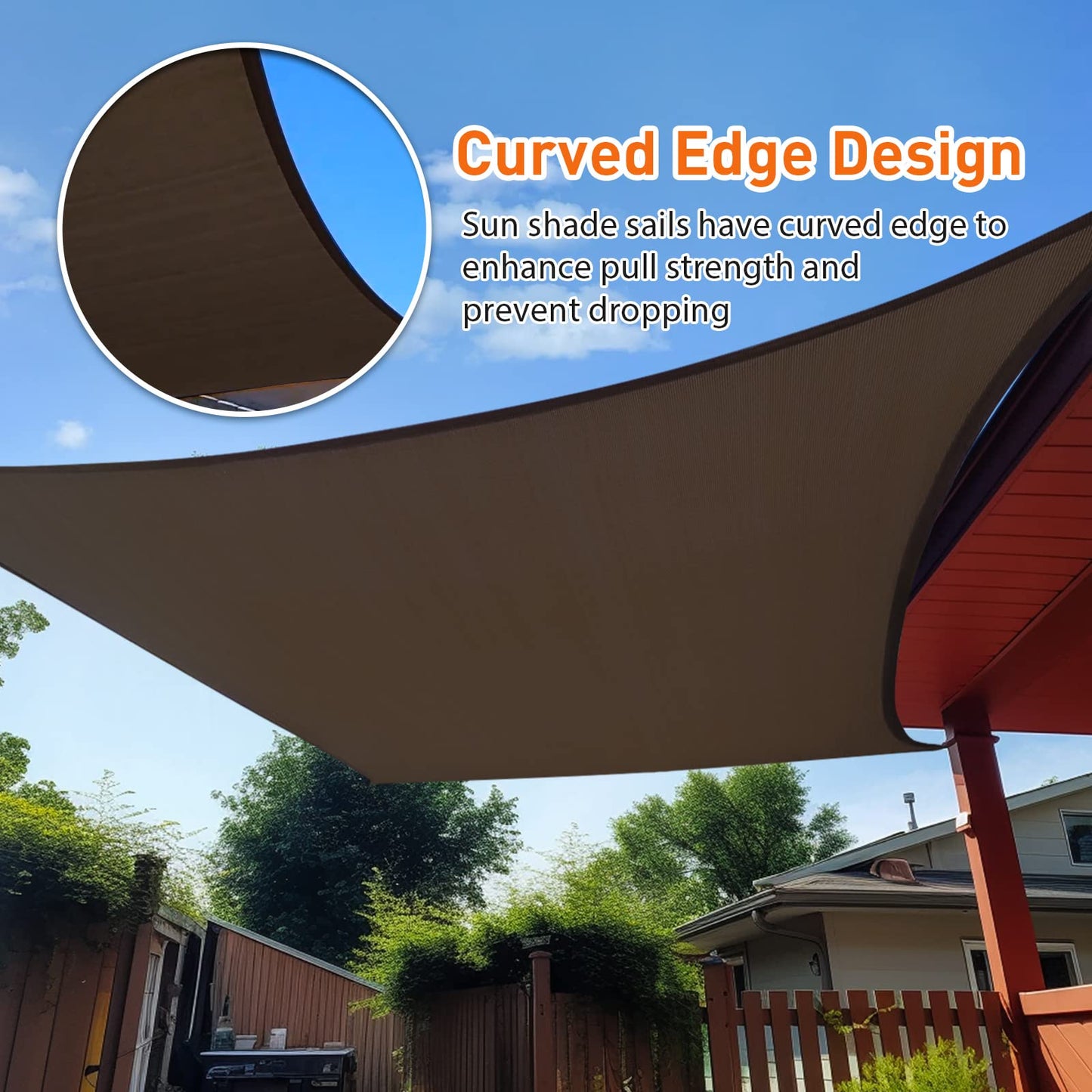 13x20 ft Sunshade Sail Garden Shade Canopy UV Block Outdoor Shade Cloth - Light Grey, Dark Grey, Mocha