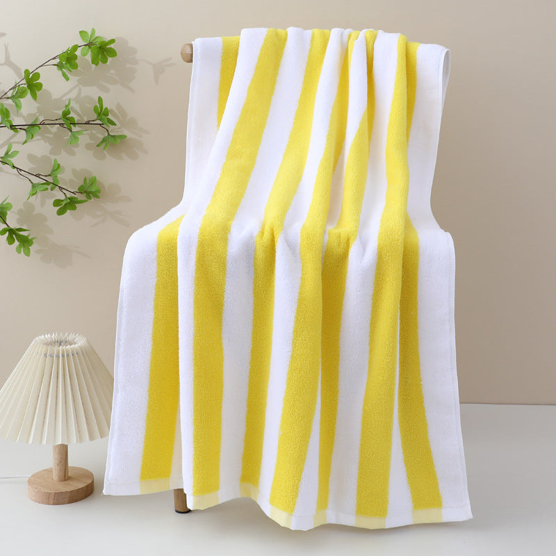 Extra Large Cotton Beach Towel with Striped Pattern - 70x150cm, Multiple Colors