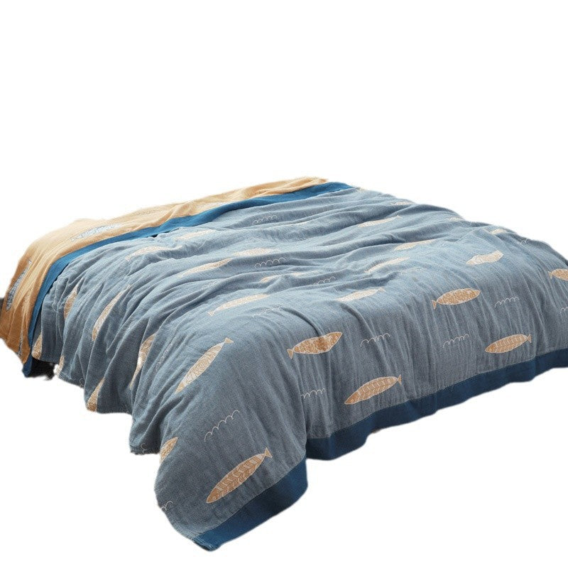 Cotton Summer Quilt Blanket - Lightweight Towel Bed Covering, Multiple Sizes & Patterns