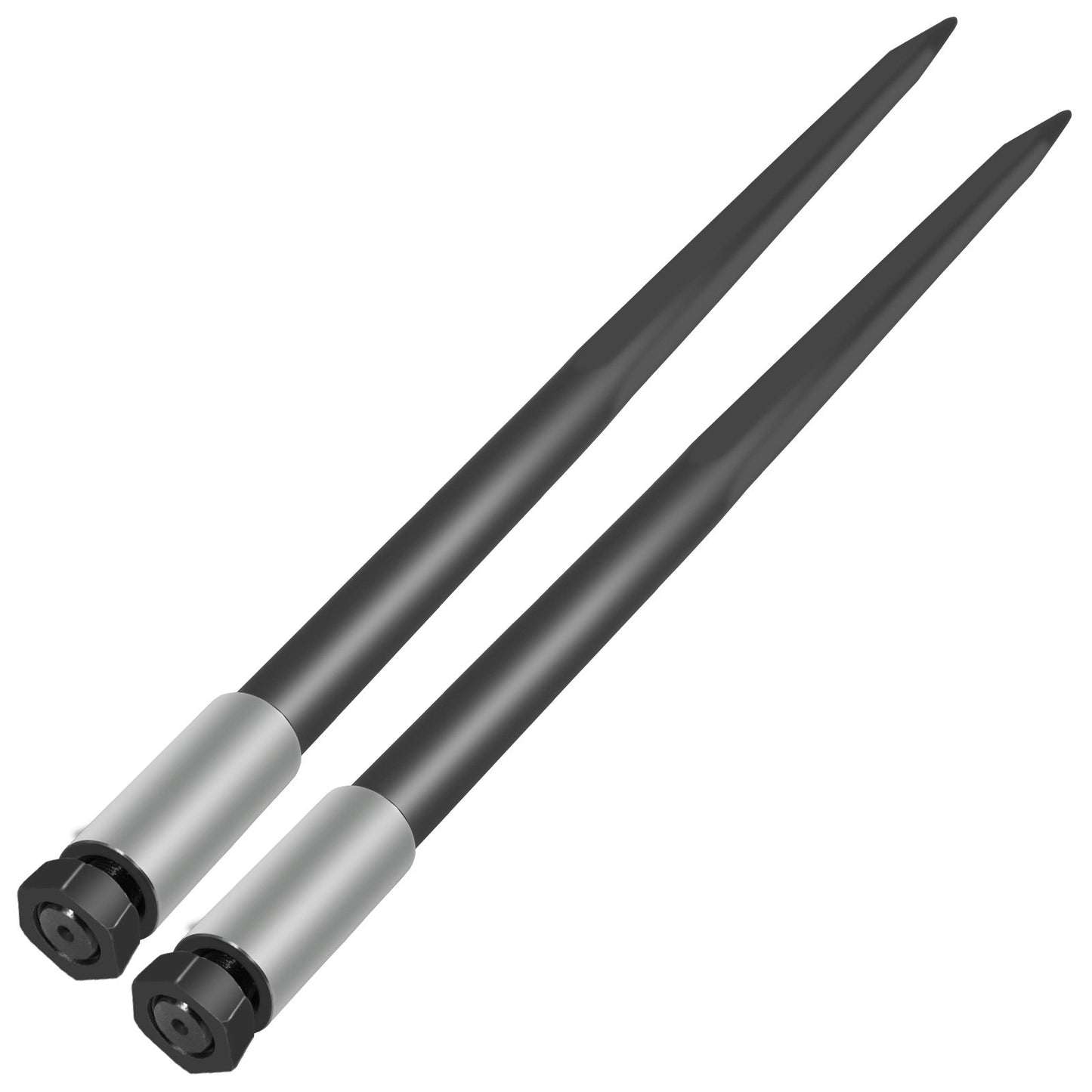 49-Inch Hay Bale Spear with 4000 Lb Capacity - Black Square Hay Fork for Tractors & Loaders