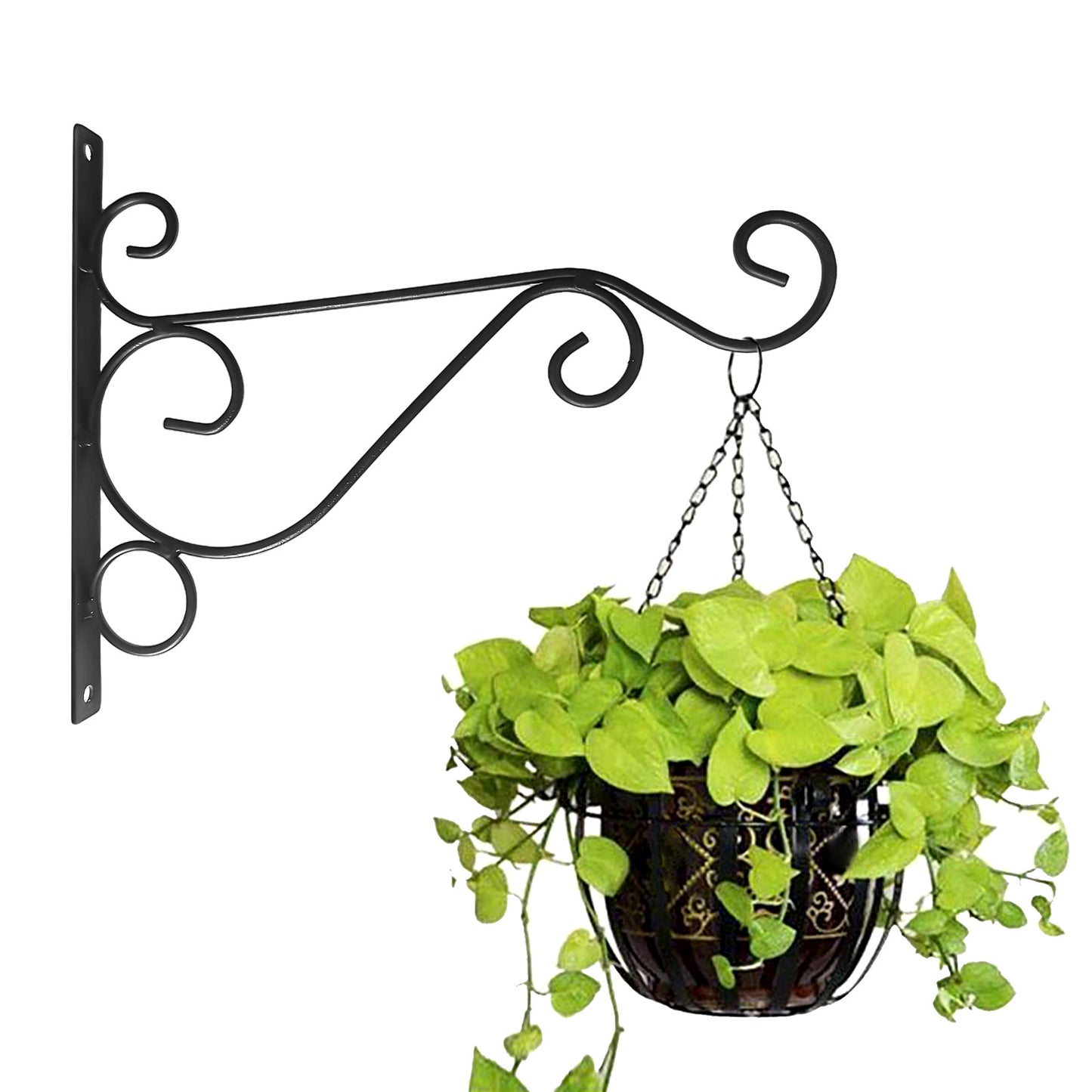 Wall-Mounted Plant Hanger Hook for Garden & Balcony Decor - Black