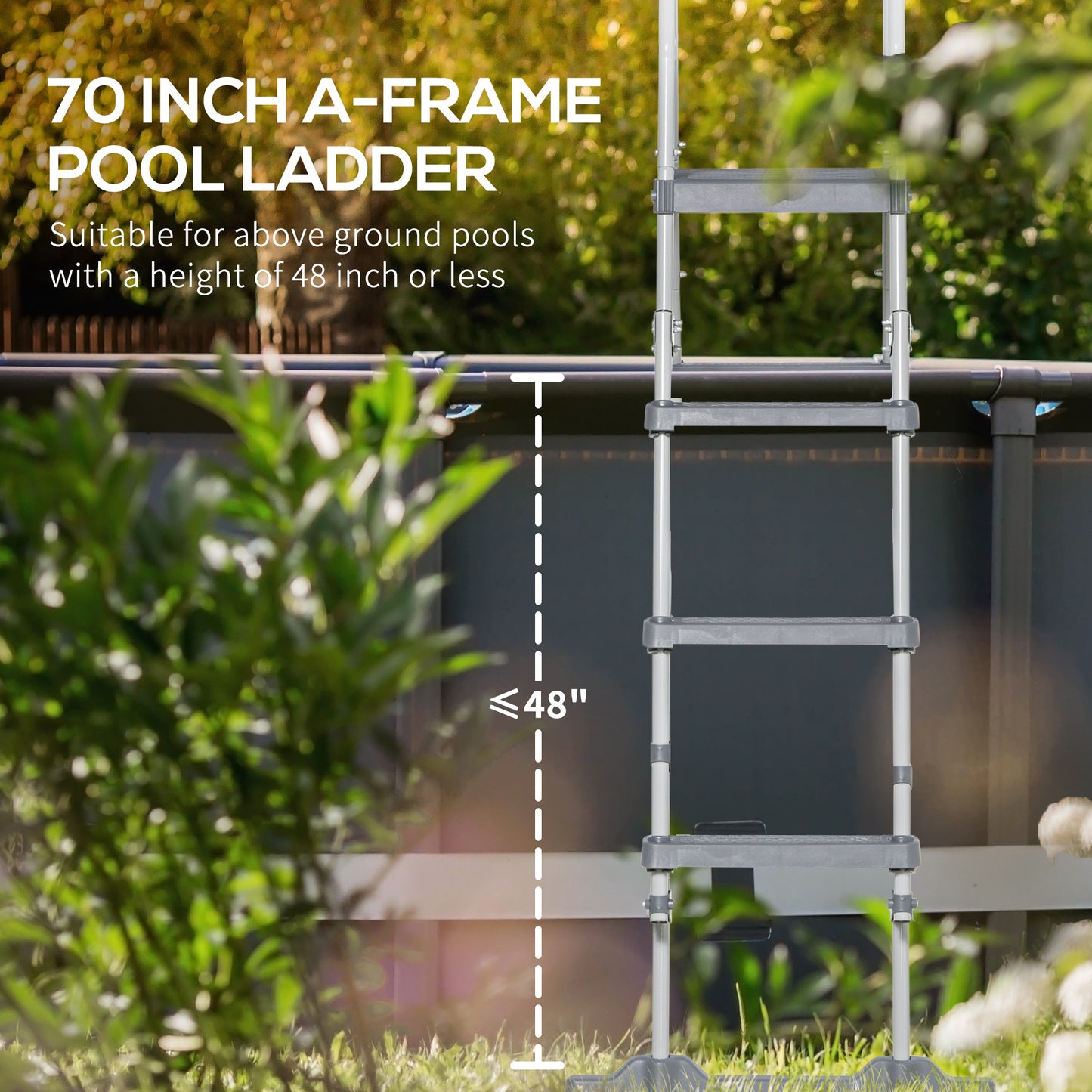 Above Ground Swimming Pool Ladder - Non-Slip Steps & Handrails