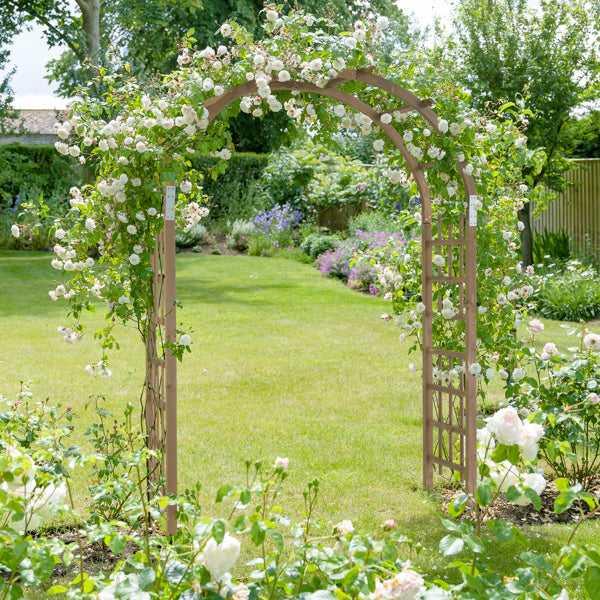 7FT Wooden Garden Arbor Wedding Arch Backdrop Stand for Ceremony and Party, Dark Brown