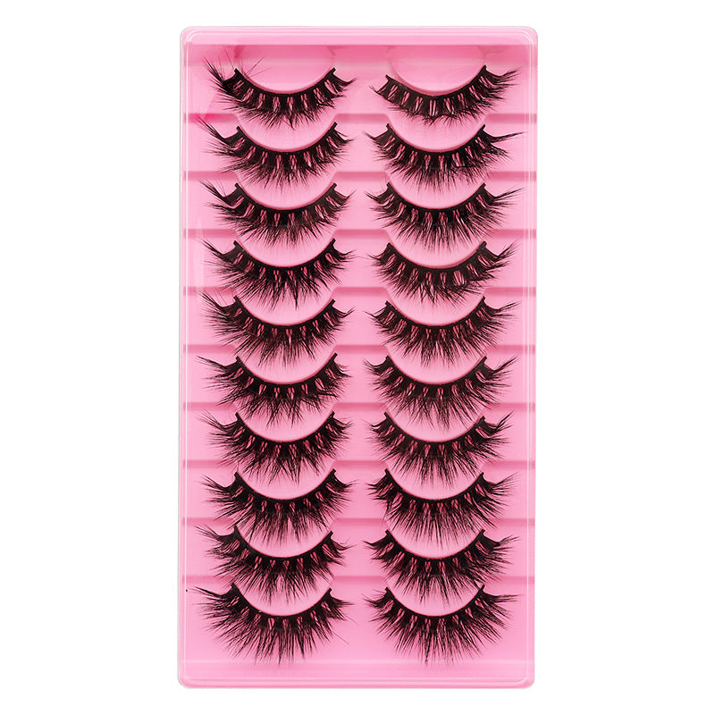 False Eyelashes 10 Pairs Natural Thick Curl L Pink Ladder LD Series Set
