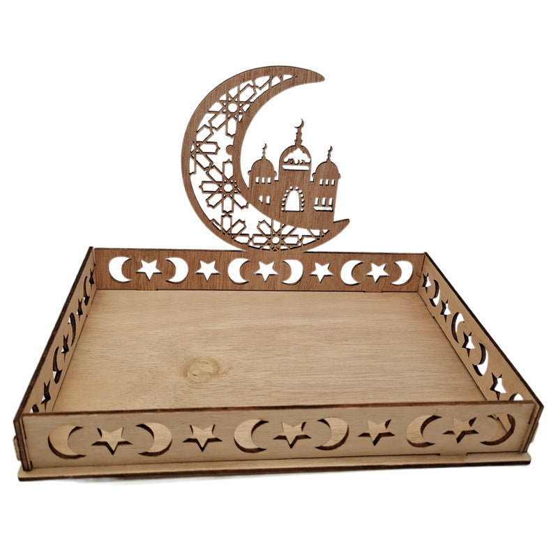 Wooden Moon Ornaments Holiday Decor Dessert Tray for Dining Table