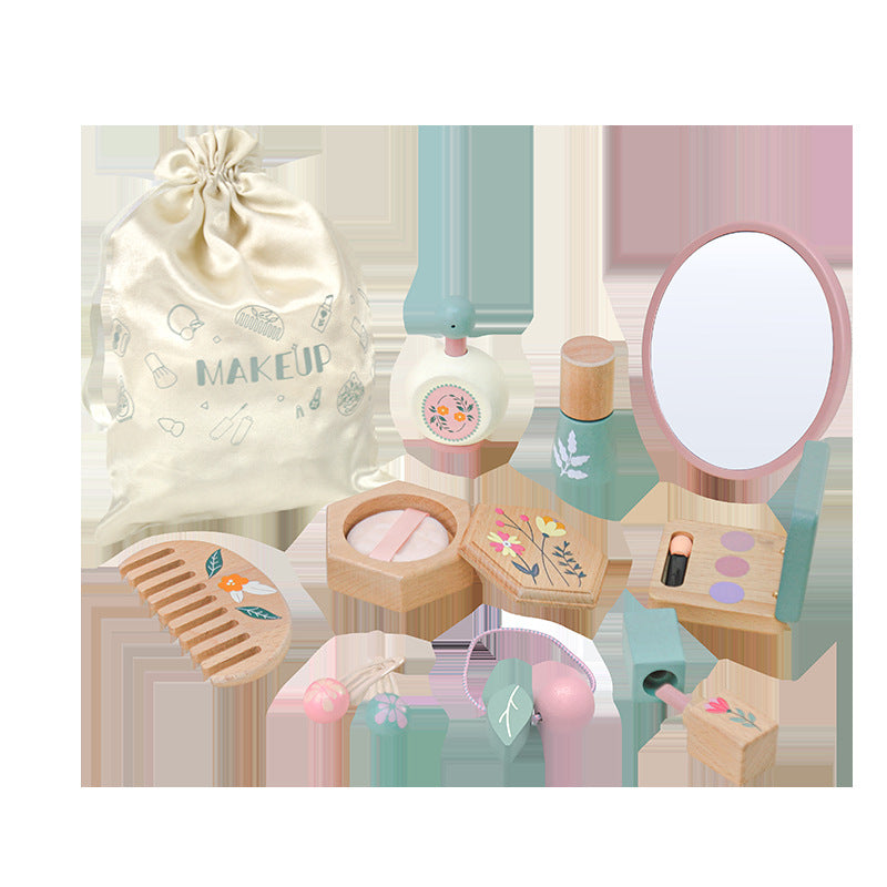 Kids' Playhouse Makeup Toy Set with Green Cosmetic Bag - Pretend Play