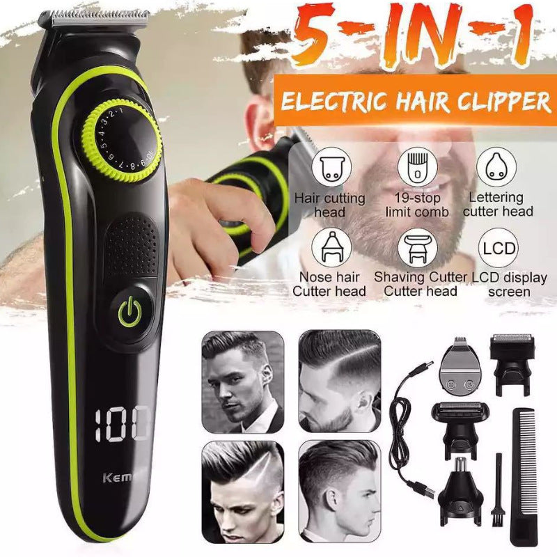 5-in-1 Electric Hair Clipper Trimmer - USB Rechargeable